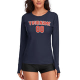 Custom Navy Orange Red Women's Long-Sleeve Shirt