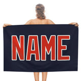 Custom Navy Orange Red Beach Towel