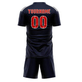 Custom Navy Orange Red Soccer Jersey