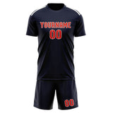 Custom Navy Orange Red Soccer Jersey
