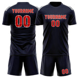 Custom Navy Orange Red Soccer Jersey