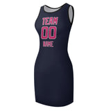 Custom Navy Pink Sleeveless Vest Dress