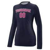 Custom Navy Pink Women's Long-Sleeve Shirt