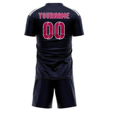Custom Navy Pink Soccer Jersey