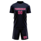 Custom Navy Pink Soccer Jersey