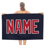 Custom Navy Red Beach Towel