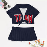 Custom Navy Red Cheerleading Uniform Set