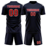 Custom Navy Red Soccer Jersey