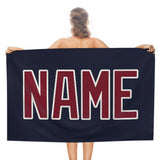 Custom Navy Crimson Red Beach Towel
