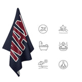 Custom Navy Crimson Red Beach Towel