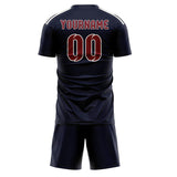 Custom Navy Crimson Red Soccer Jersey