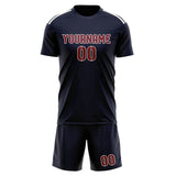 Custom Navy Crimson Red Soccer Jersey
