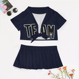 Custom Navy Black Cheerleading Uniform Set