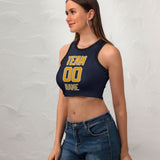 Custom Navy Yellow Sleeveless Tank Top