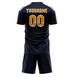 Custom Navy Yellow Soccer Jersey