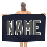 Custom Navy Dark Grey Beach Towel