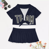 Custom Navy Dark Grey Cheerleading Uniform Set