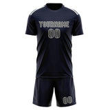 Custom Navy Dark Grey Soccer Jersey