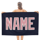 Custom Navy Light Pink Beach Towel