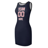 Custom Navy Light Pink Sleeveless Vest Dress