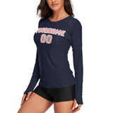 Custom Navy Light Pink Women's Long-Sleeve Shirt