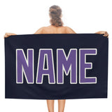 Custom Navy Light Purple Beach Towel
