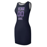 Custom Navy Light Purple Sleeveless Vest Dress