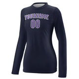 Custom Navy Light Purple Women's Long-Sleeve Shirt
