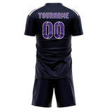 Custom Navy Light Purple Soccer Jersey
