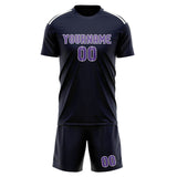 Custom Navy Light Purple Soccer Jersey