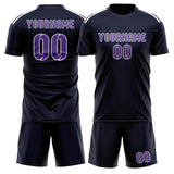 Custom Navy Light Purple Soccer Jersey