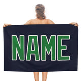 Custom Navy Emerald Green Beach Towel