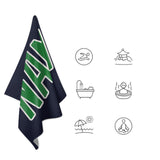 Custom Navy Emerald Green Beach Towel