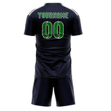 Custom Navy Emerald Green Soccer Jersey