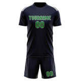 Custom Navy Emerald Green Soccer Jersey