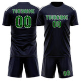 Custom Navy Emerald Green Soccer Jersey