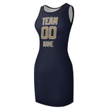 Custom Navy Light Khaki Sleeveless Vest Dress