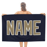 Custom Navy Light Khaki Beach Towel