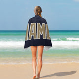 Custom Navy Light Khaki Beach Towel