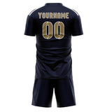 Custom Navy Light Khaki Soccer Jersey