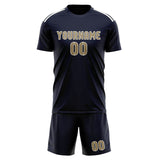 Custom Navy Light Khaki Soccer Jersey