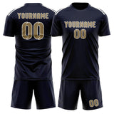 Custom Navy Light Khaki Soccer Jersey