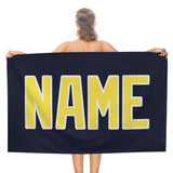 Custom Navy Light Yellow Beach Towel