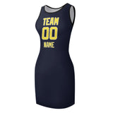 Custom Navy Light Yellow Sleeveless Vest Dress