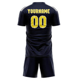 Custom Navy Light Yellow Soccer Jersey