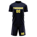 Custom Navy Light Yellow Soccer Jersey