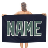 Custom Navy Blue Green Beach Towel