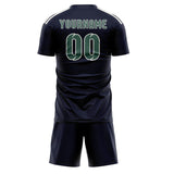 Custom Navy Blue Green Soccer Jersey