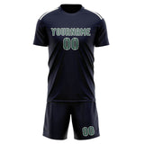 Custom Navy Blue Green Soccer Jersey