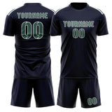Custom Navy Blue Green Soccer Jersey